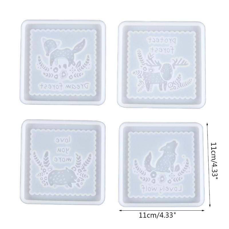 Matrițe pentru suporturi de pahar cu animale Matrițe din silicon pentru suporturi de pahar Matriță pentru suport de cană Matriță pătrată pentru turnare epoxy pentru suport de pahar din rășină Artă murală Decor pentru casă