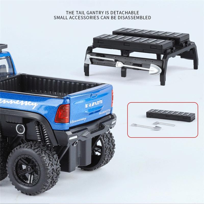 1:32 Dodge Tyrannosaurus Ram 1500 Rex Legierung Pickup Auto Modell Die-Cast Metall Spielzeug Geländefahrzeuge Modell Sound und Licht Geschenk für Kinder