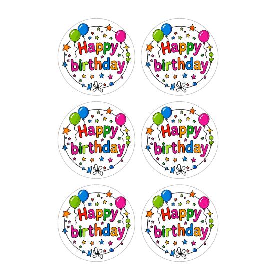 

6Pcs Happy Birthday Thank You Sticker Set Cute Party Decals for Gift Wrapping Cards Kindergarten Crafts Colorful Birthday Stickers B
