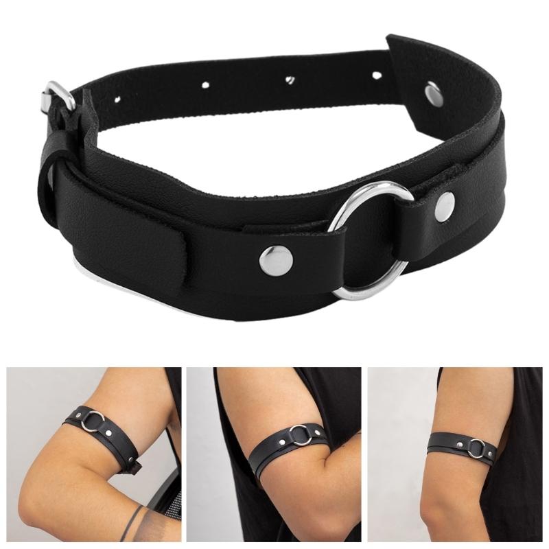 Fashion PU Shirt Sleeve Holder Adjustable Armlet Bracelets for Nightclub Male