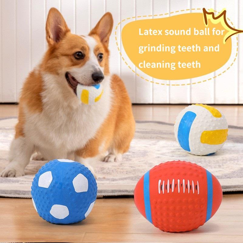 Interactive Dog Chew Toy Squeak Toys Natural Latex Balls Anti Bite for Chihuahua Golden Retriever Small Large Dogs GWF6