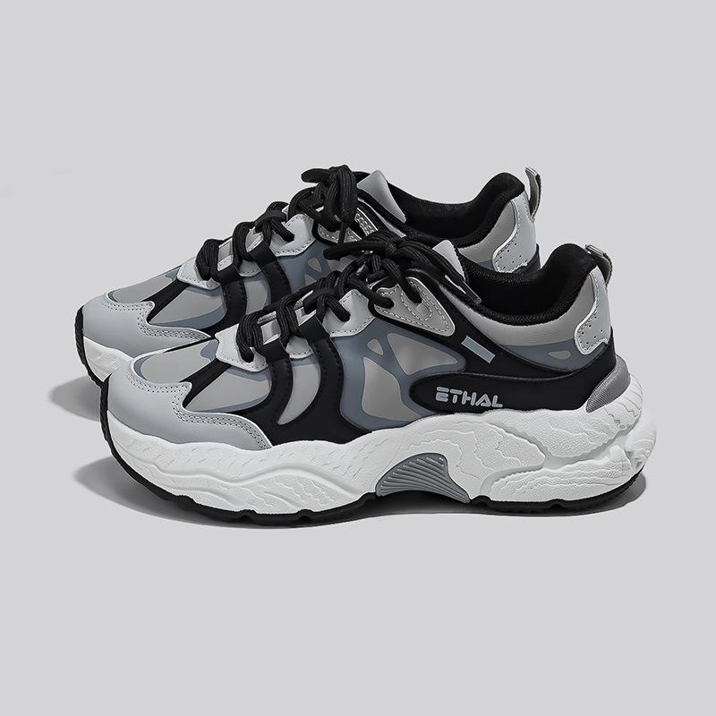 

Корейская версия кроссовок для папы с цветовой блокировкой, женские повседневные спортивные туфли на платформе, универсальные, модные, студенческие, для бега, женские туфли F8839 37 серый