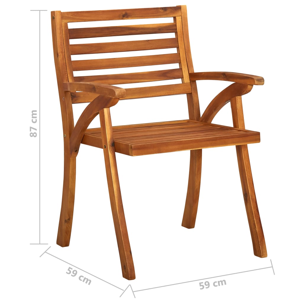 Garden Dining Chairs with Cushions Set of 3 Solid Acacia Wood