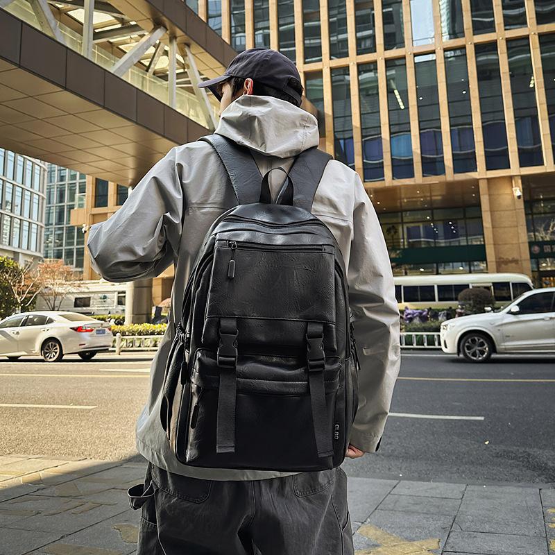 Neuer Herren-Rucksack mit großer Kapazität, einfacher Reise-Rucksack, PU-Rucksack für Herren, Business und Freizeit