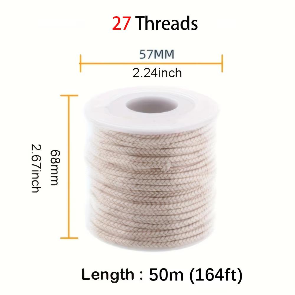 50m&61m Cotton Candle Wick 21-45 Thread Low Smoke ECO-friendly Wicks DIY Making Tool Whole Roll Roller Degrease Candles Wick