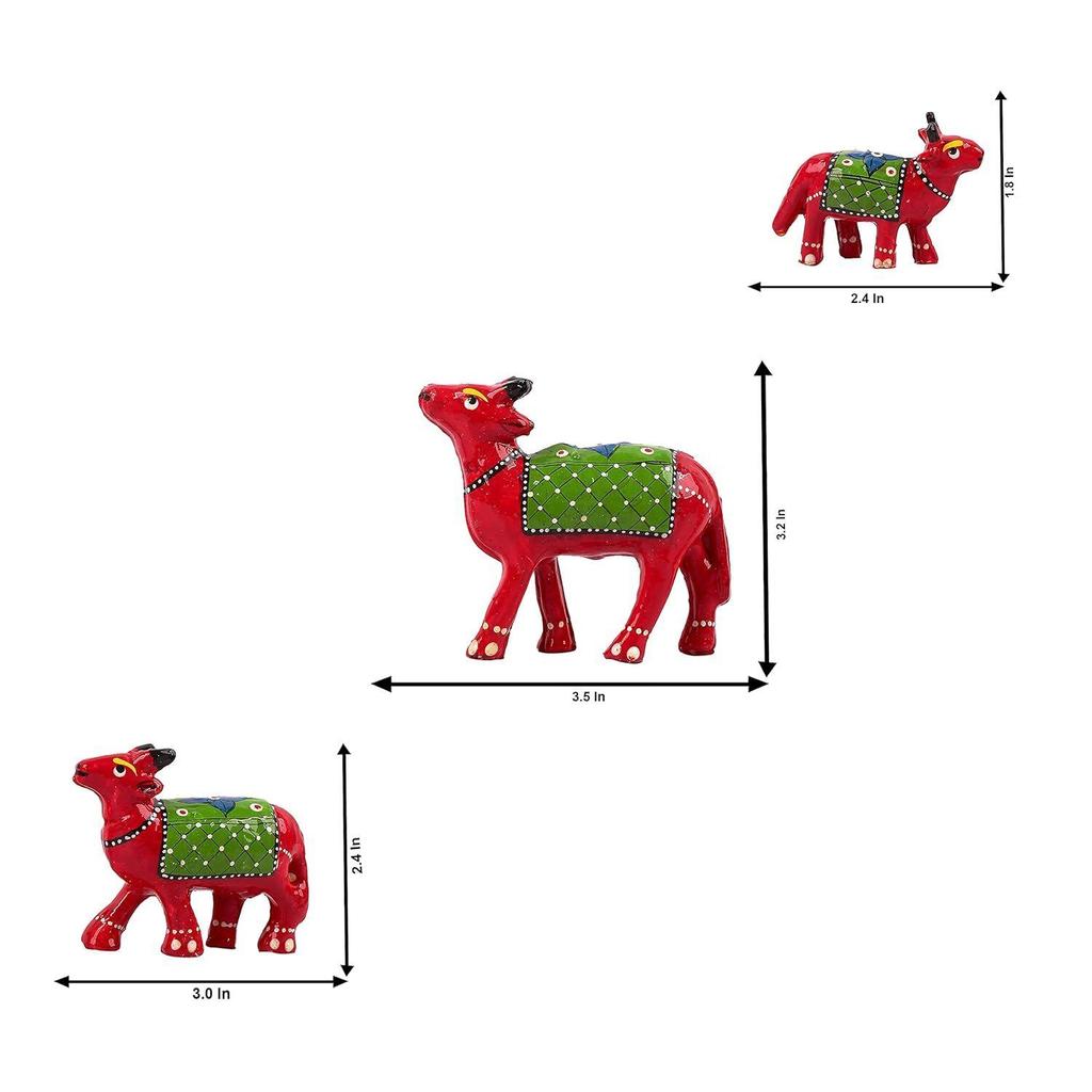 Set mit 3 ROTEN Kuh-Dekofiguren für Heimdekoration, Tischdekoration und als Geschenk (10x9, 7.5 x6.5,6x5 CM) (rot)