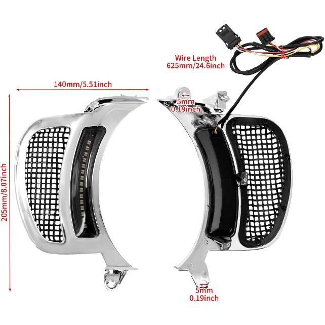 HDBUBALUS Motorcycle Headlight Vent Accent Turn Signal LED Indicator Side Lights For Harley Road Glide FLTRX 2015-2023 (Color: Chrome Housing Black