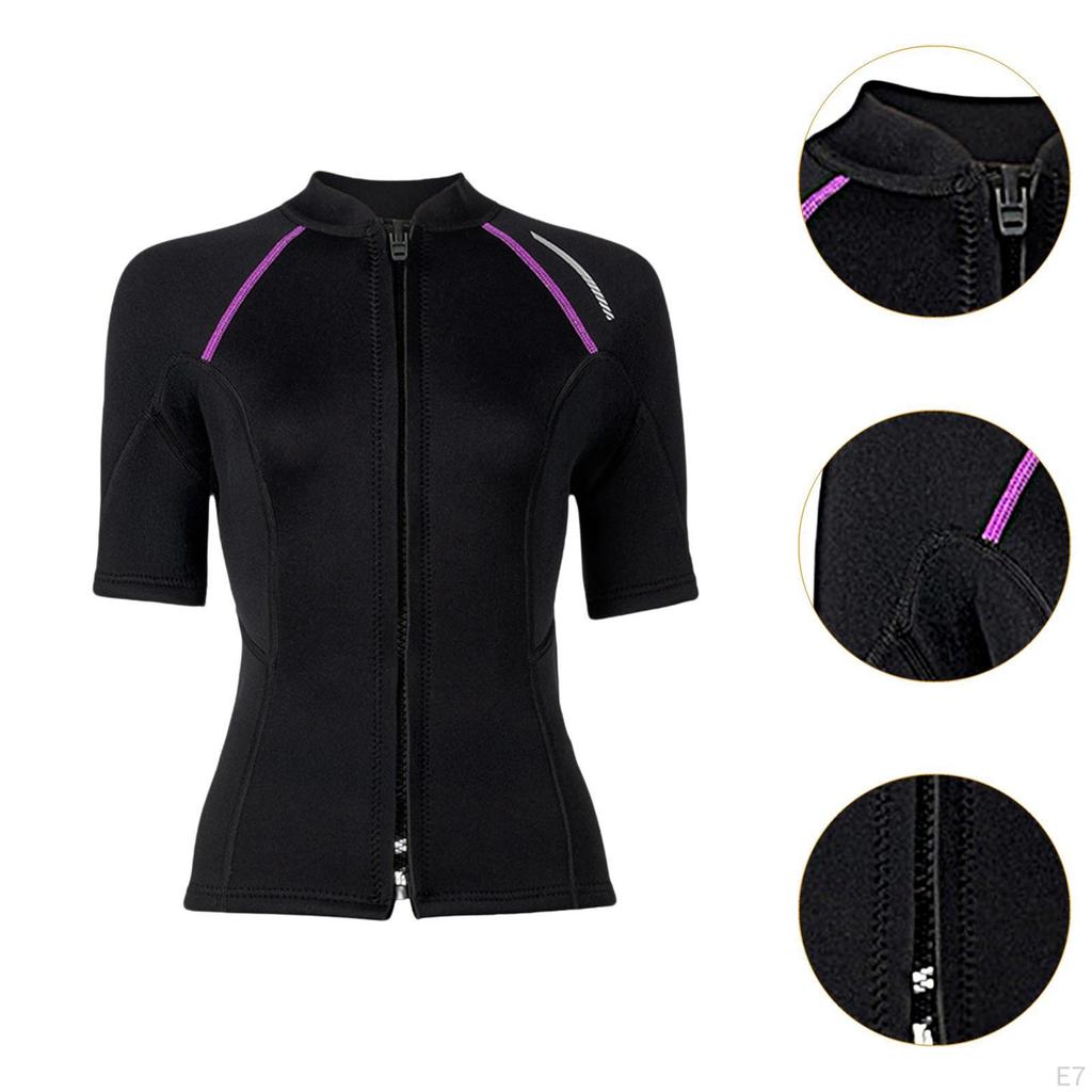 Woman Wetsuit Top Front Zipper Jacket Swimsuit for Canoeing Surfing Kayaking