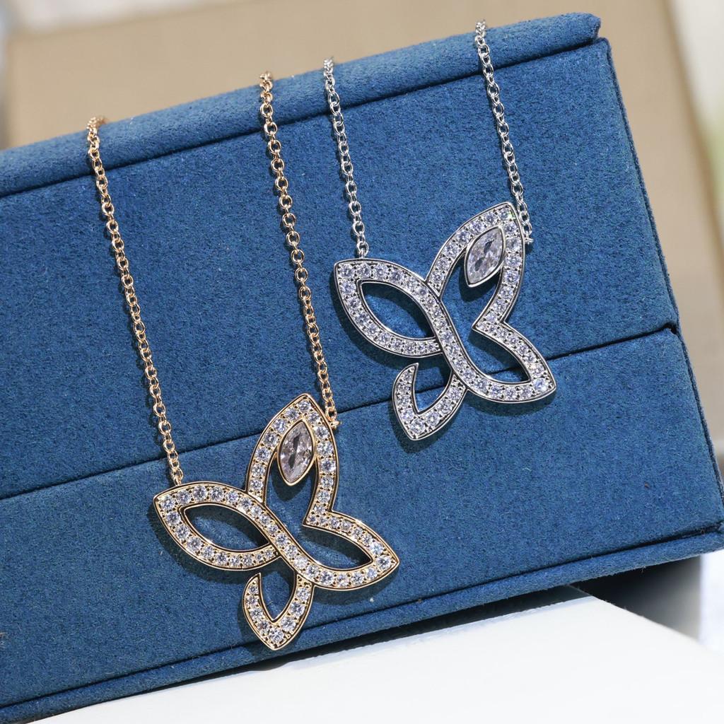 Butterfly necklace  sub gold material with flying saucer earplugs, electroplated 18k gold with logo, high-quality and exquisite version