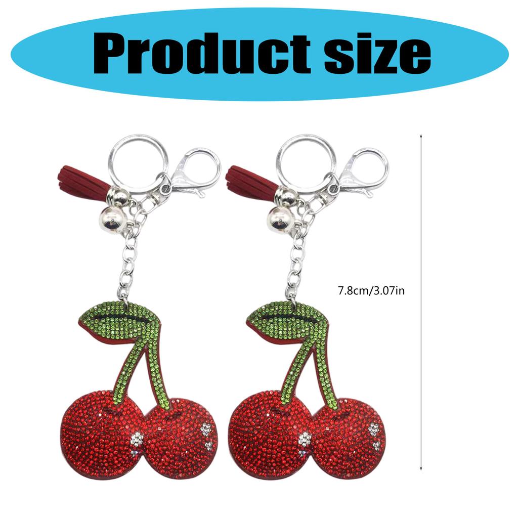 Sparkling Cherry Bag Accessory Fashion Keychain Alloy Texture Cherry Keyrings Suitable for Party and Casual Outfits