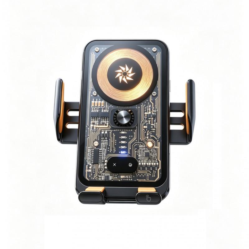 Universal Car Phone Holder With 15W Wireless Charging 360 Rotation Anti-Shake Non-Slip Design Aluminum Alloy Mount