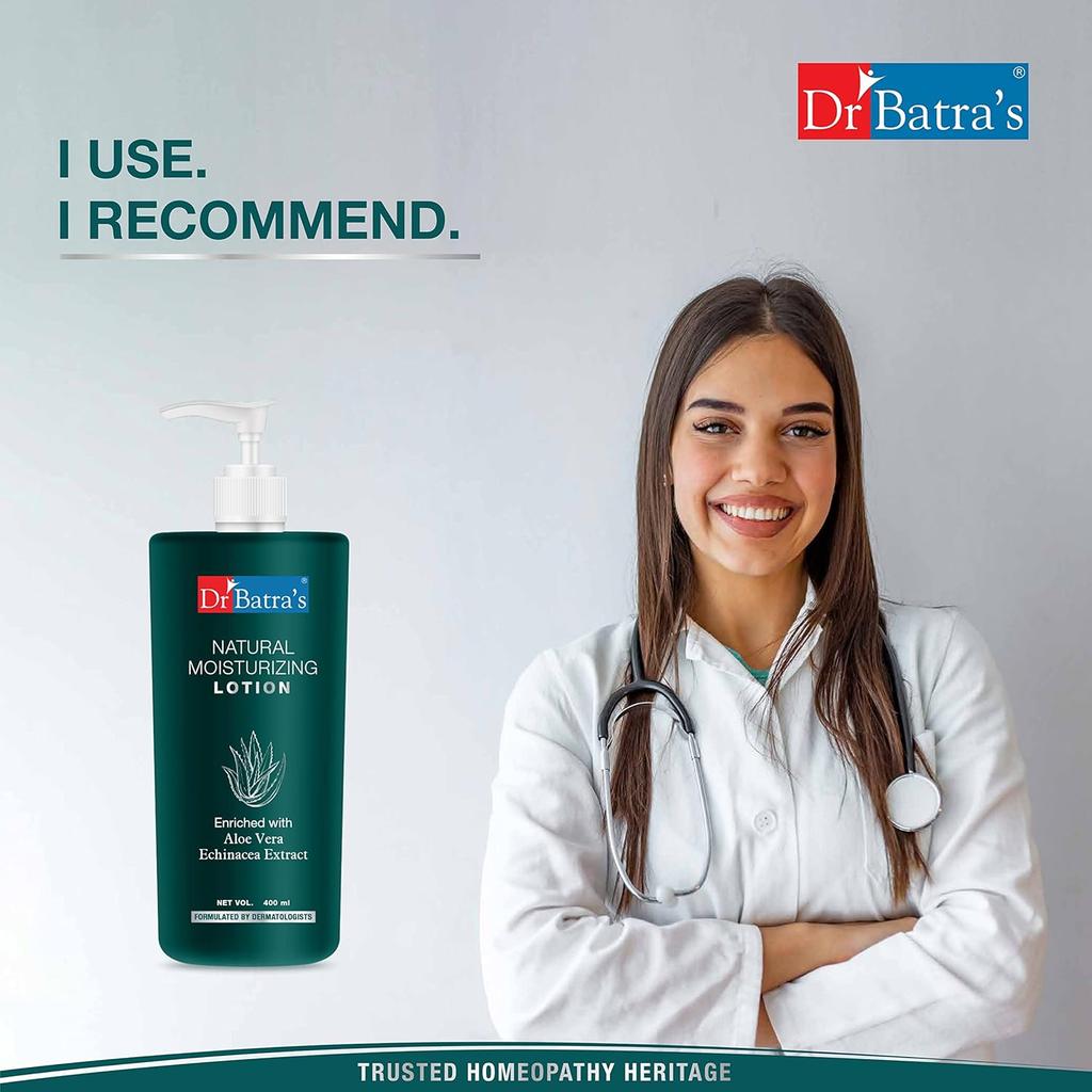 Dr Batra's Moisturized Lotion 400ml Pack of 1, Aloe Vera & Echinacea, Hydrating Daily Skin Care for Smooth Soft Skin