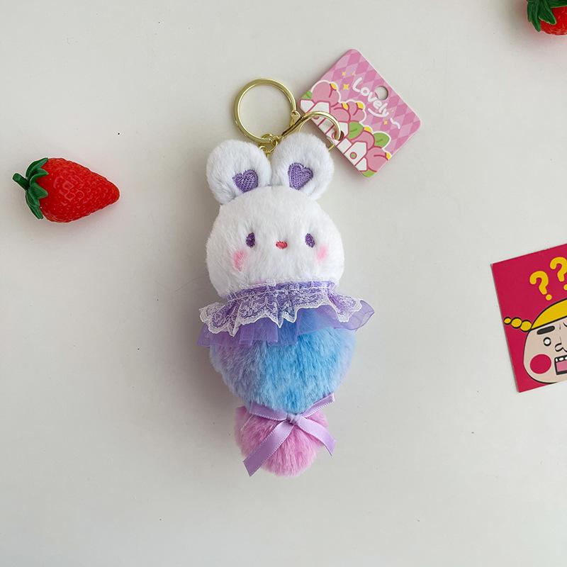 Cartoon 4-inch Pendant Keychain Atmosphere Doll Cute Rabbit Backpack Accessories Grab Machine Doll Boutique