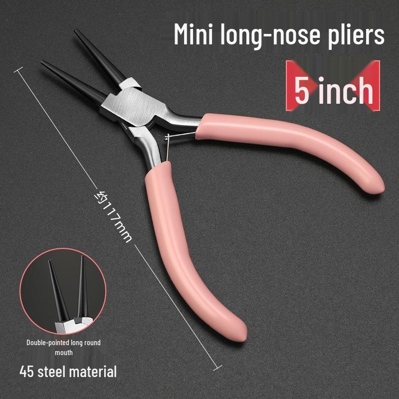 High-Quality Precision Needle Nose Pliers - 5 & 6 Inch, Handmade Jewelry Pliers, Round Bent Flat Nose, Toothless Design