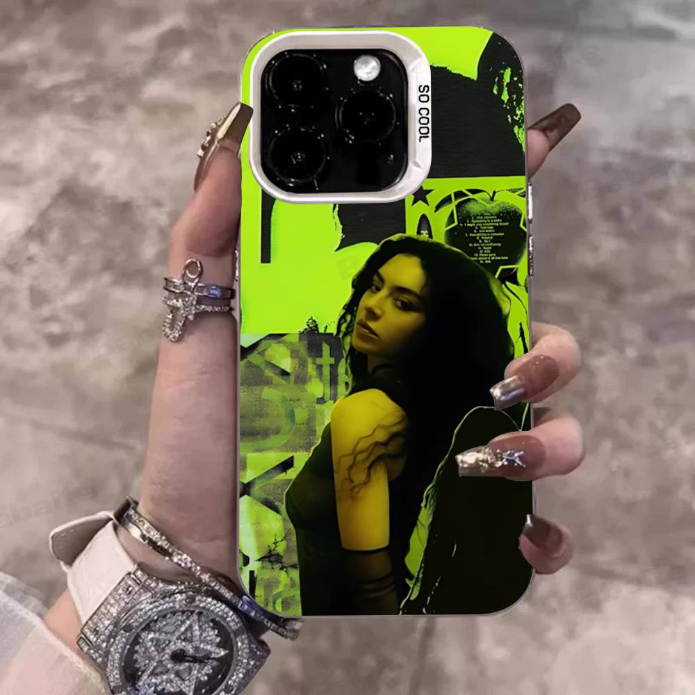 British Pop C-CharliS-XCX Singer Phone Case Color Silver Shell For LPhone 17 16 16e 15 14 13 12 11 Pro Max Plus