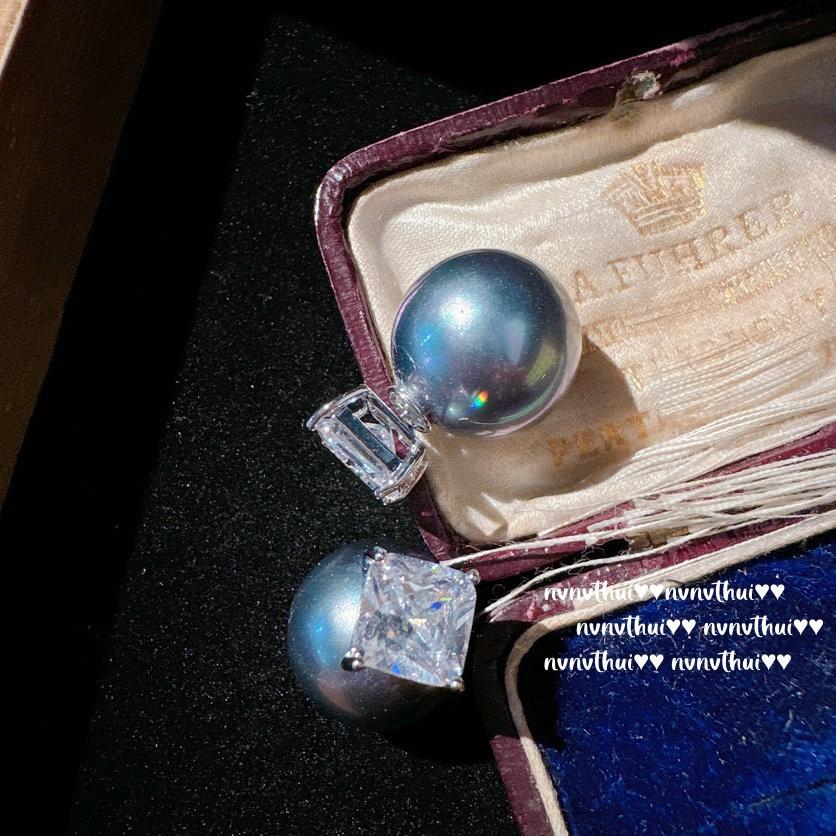 Mermaid Tears Are So Many Hemp Gray Pearl Fat Square Earrings, Starry River, Plated With 18K Gold, And Gypsy Small Bag Earrings.