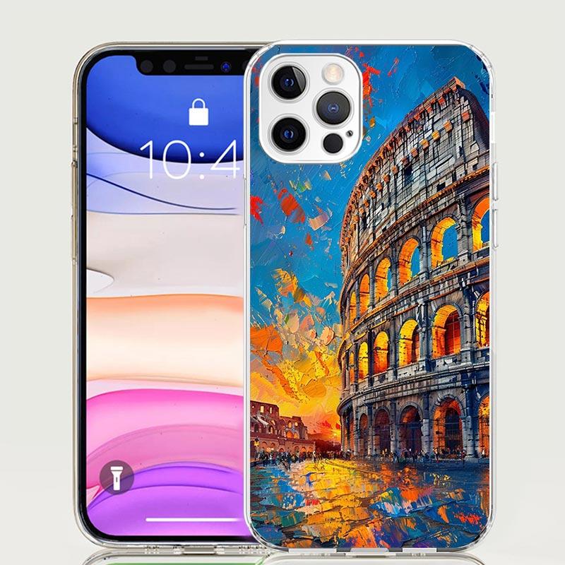 

Roman Colosseum Phone Case For iPhone 17 Air 16 15 Plus 11 14 Pro Max 13 Mini 12 7 8 + SE Pattern Art Customized Cover 17 Air 16 iPhone 15 Pro Max