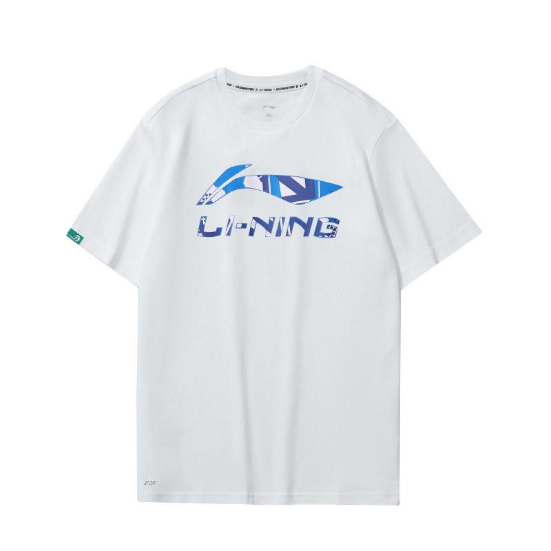 Футболка-пуловер с круглым вырезом и логотипом Li Ning, футболка унисекс с коротким рукавом, белая AHST683-1 XL
