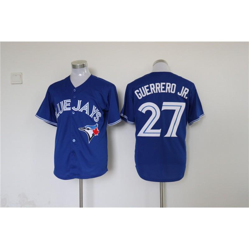 Toronto Blue Jays 27 Baseball Jersey Loose Fit Button-Up Shirt Men Sports Fan Apparel
