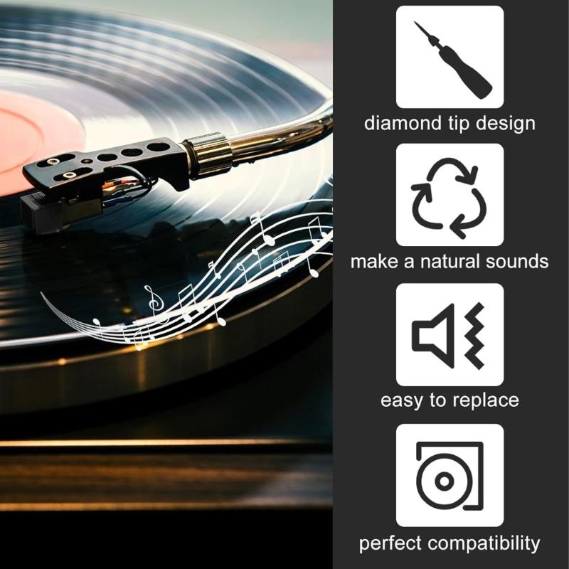 Diamonds Tip Record Player Needle with Brush Phonograph Part Replacement Needle Plastic Texture for Record Players
