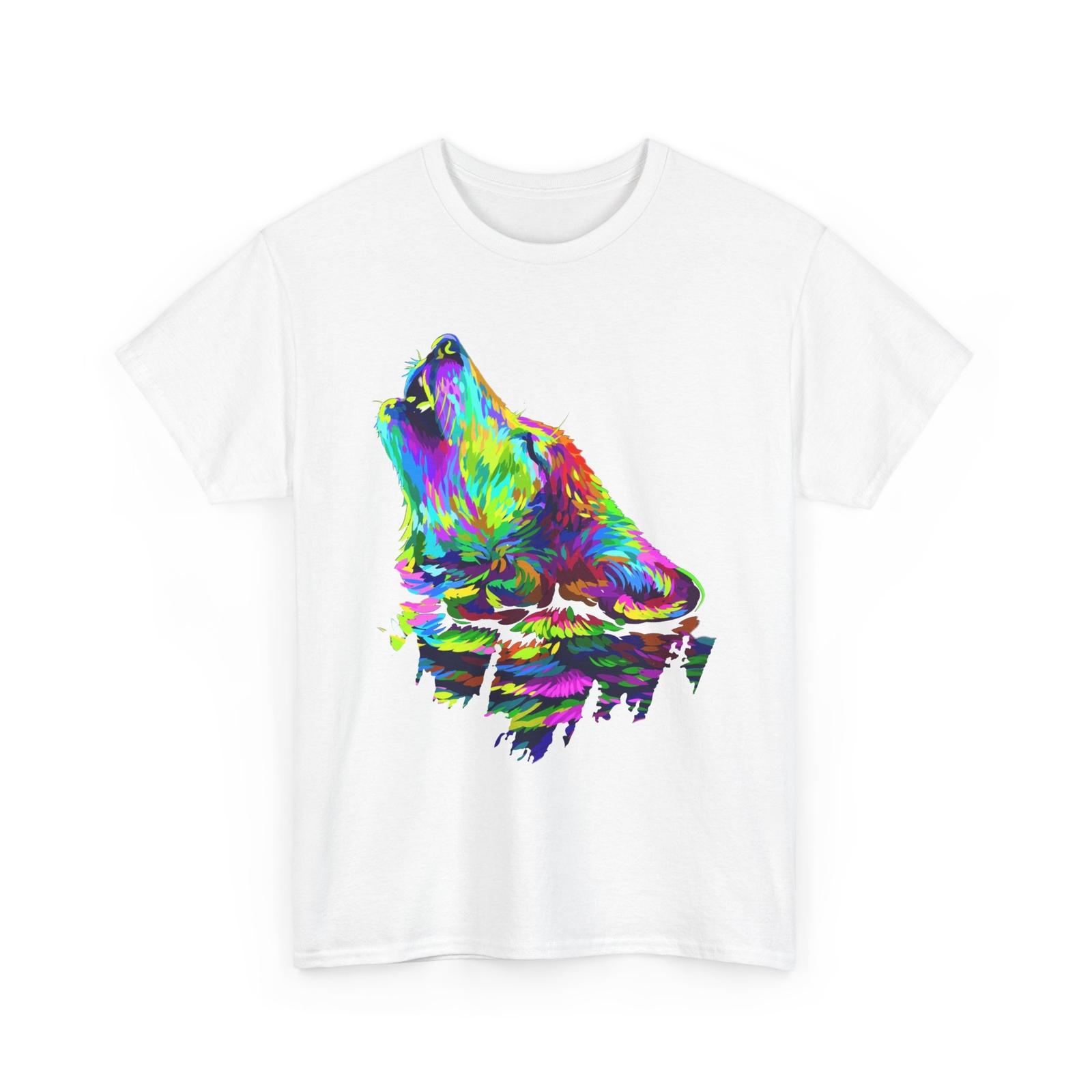 Wolf Colorful Shirt, Wolves Animals Lovers Men Cute T-Shirt XL