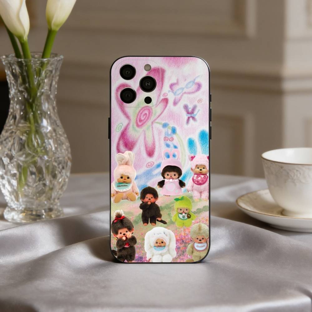 C-Cute M-Monchhichis-S Phone Case For iPhone 17pro,16,15,14,13,12,11 Plus,Pro Max,XS,Soft Silicone Black Cover