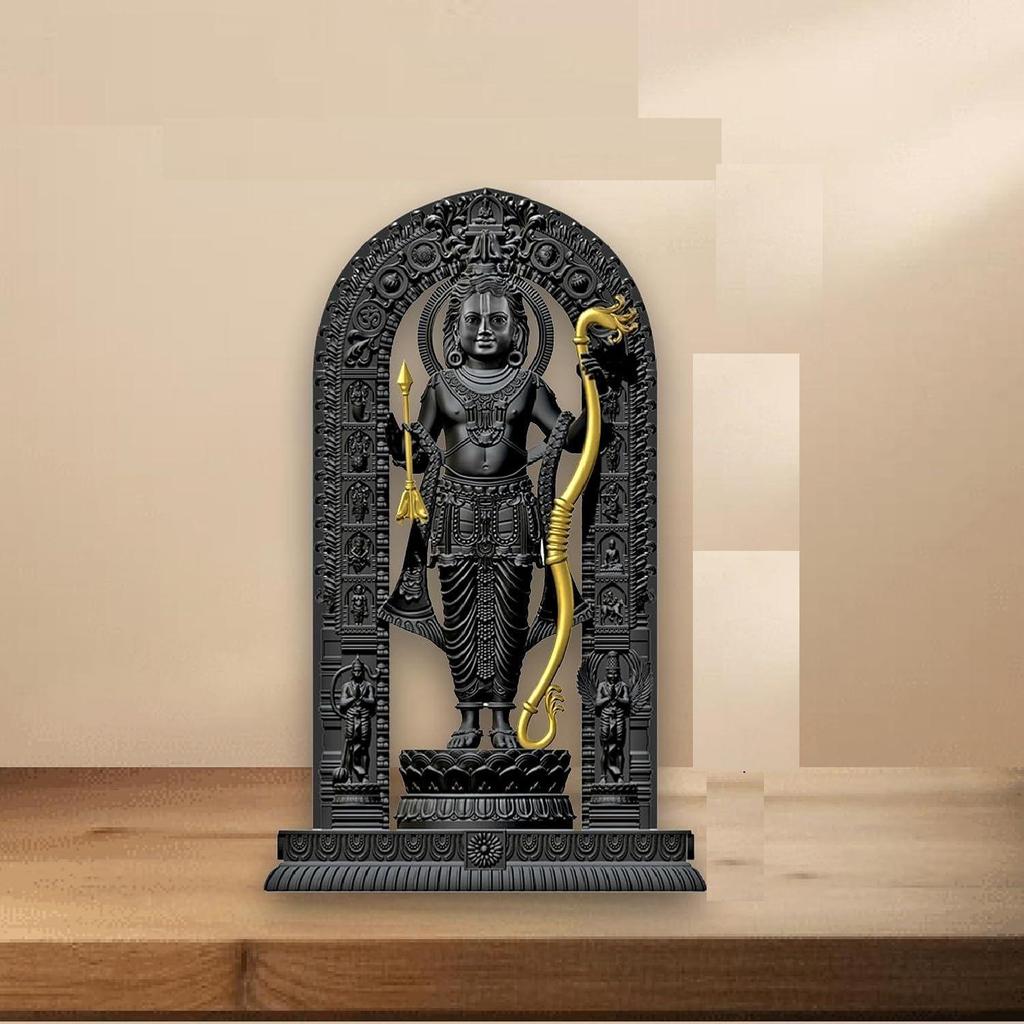 Shree Ram Lalla Murti/Götteridole/Ayodhyas Shree Ram Statue/Heimdeko/Dekorative Artikel für Wohnzimmer/Büro/Ausstellungsstück-(Schwarzes Gold)