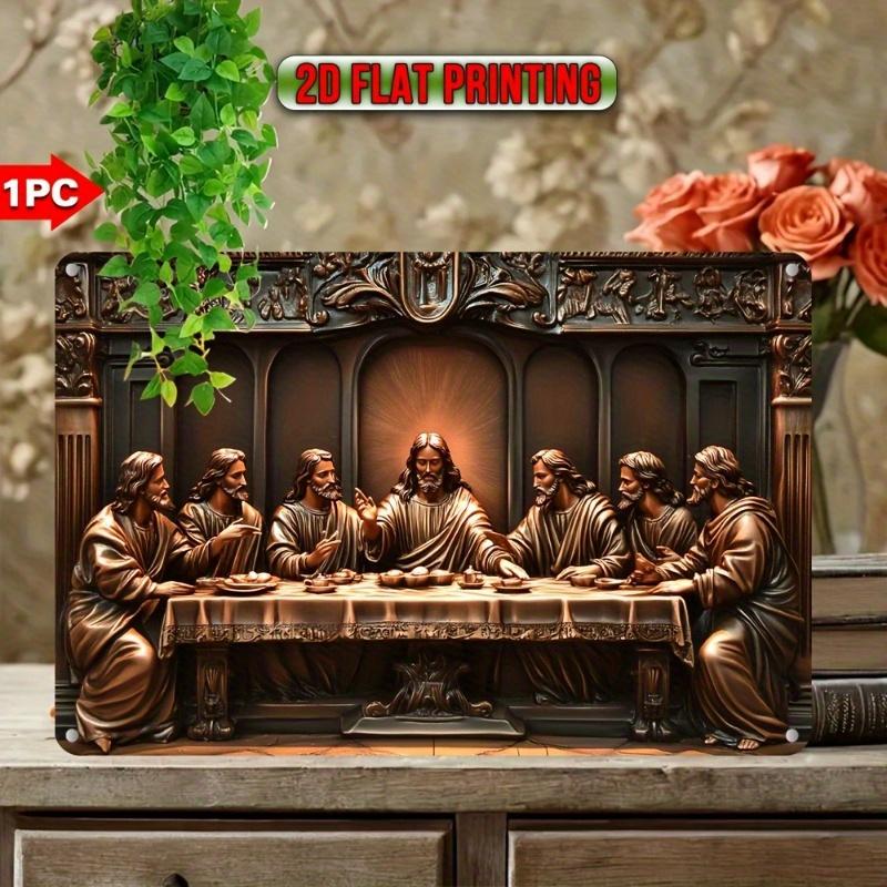 

2D плоский деревянный знак 30*20 см религиозная тематика деревянный настенный декоративный знак: Плоская 2D-печать «Тайной вечери», идеально подходящая для христианского декора 30*20cm