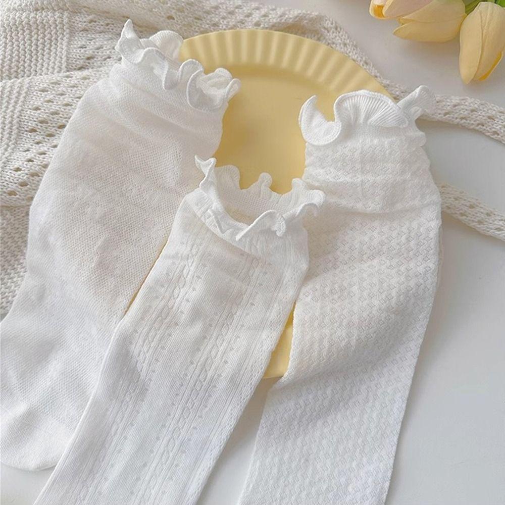 1 Pair Non-slip Cotton Socks Lightweight Breathable Lace Socks Short Socks  for Spring Summer