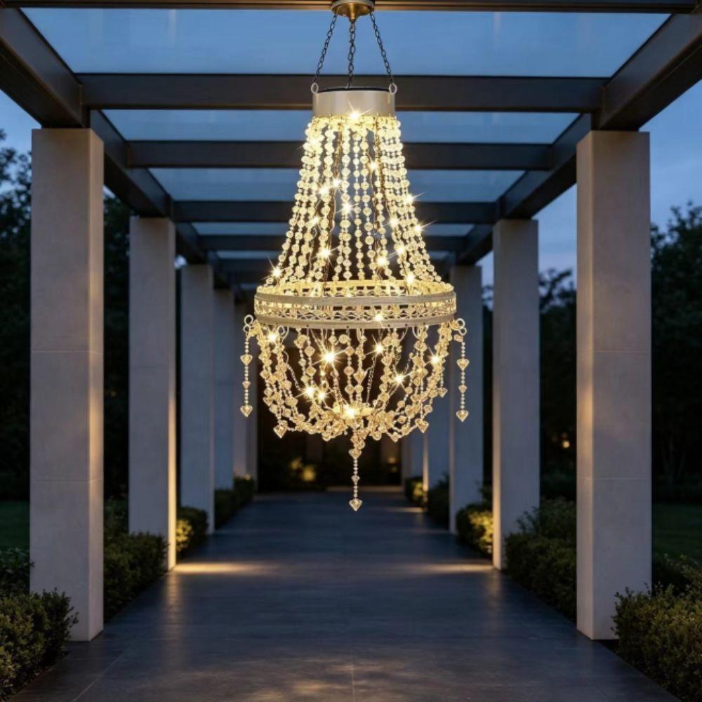 Waterproof Solar Chandelier Modern Design Outdoor Pendant Light Decorative LED Solar Light  Porch