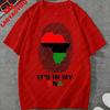 Juneteenth Its in My DNA Graphic TShirt African Map Fingerprint Black Pride Cotton Tops for Unisex Women Juneteenth Gift Apparel