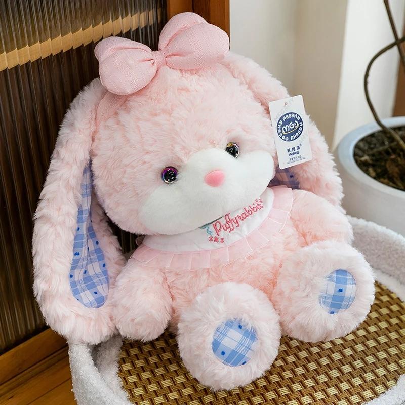 20CM Cute Pink Rabbit Teddy Bear Plush Toy Fluffy Bunny Doll for Girls Soft Stuffed Pillow Sleeping Companion Kid Birthday Gift