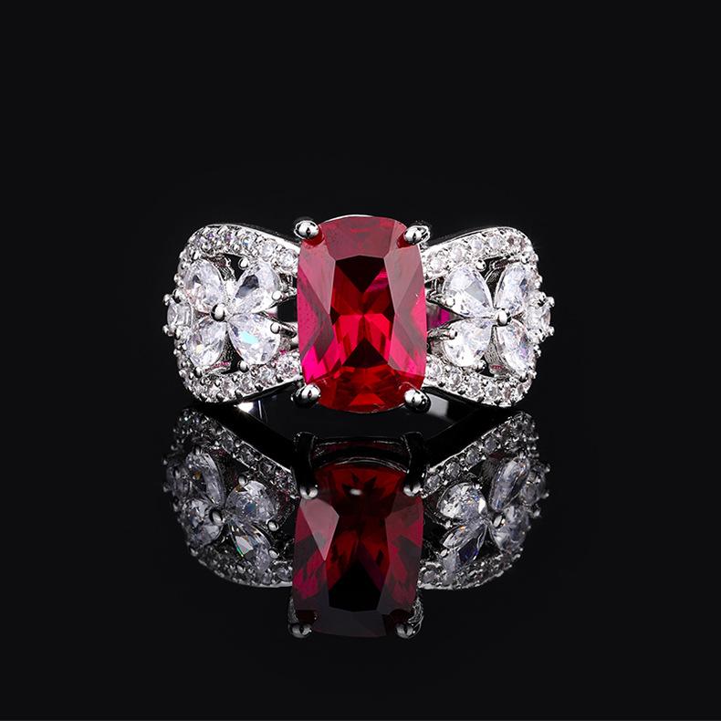 Fashion Simulation Paraiba Tourmaline Ring Women's Emerald Ruby Open Index Finger