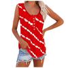 Women Sleeveless Button Front Tank Top Casual Round Neck Striped Printed Summer Blouse Lightweight Loose Fit Shirt