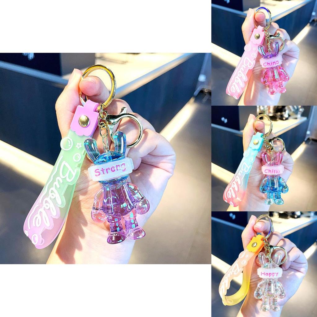 Colorful Glowing Rabbit Keychain Stylish Acrylic Cartoon Accessory For Bags And Keys