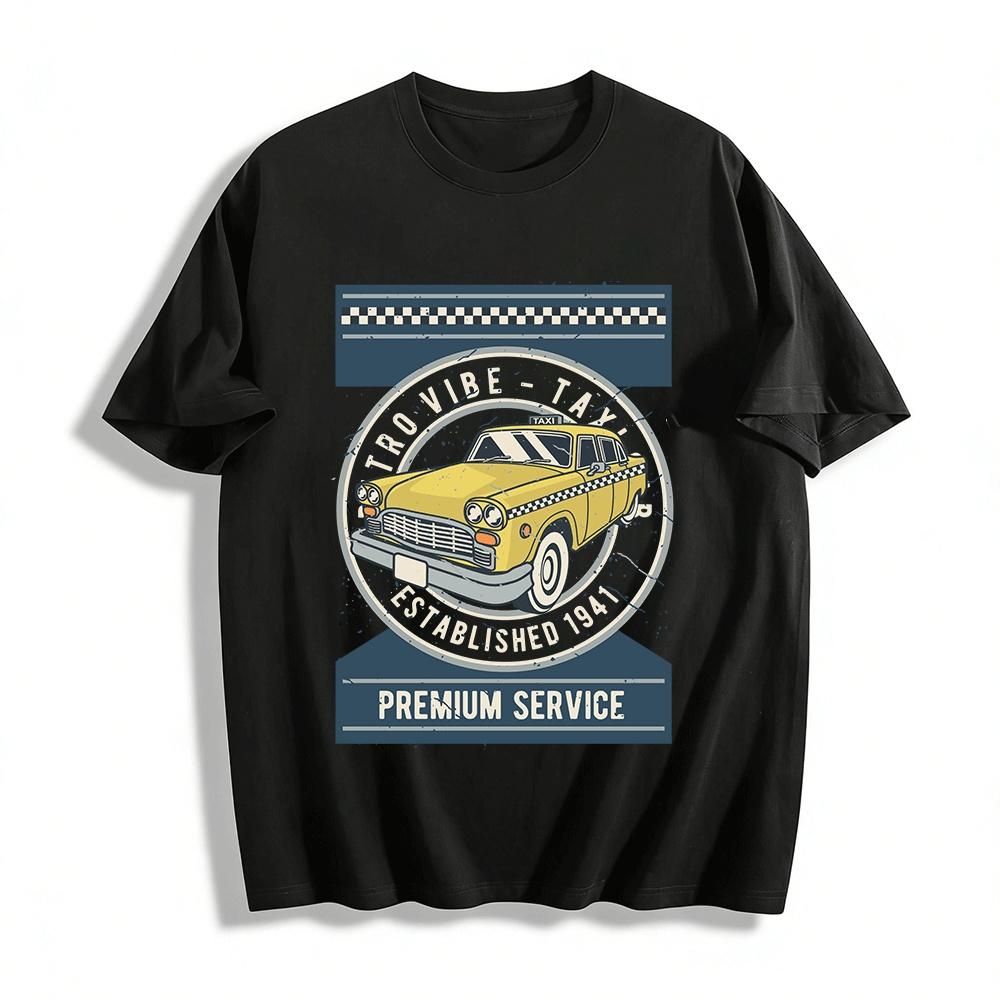 

Vintage 1941 Taxi Print Casual Tee Retro American Style Top Pure cotton T-shirt XXS