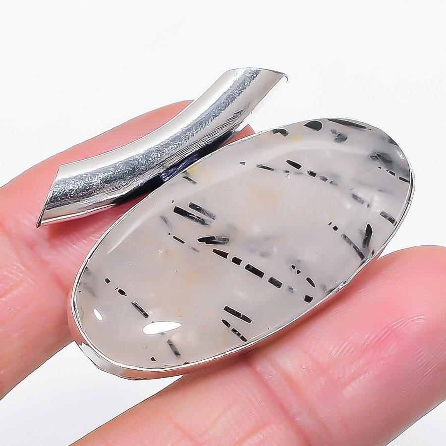 

Natural Black Rutile Gemstone 925 Sterling Silver Jewelry Pendant 1.10 q5T59