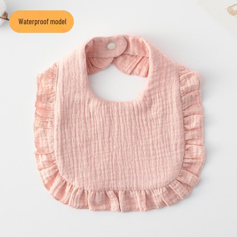 Ruffle Lace Waterproof Cotton Baby Bib (Seven-Layer Gauze)