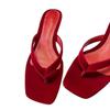 Cowhide Version~ French Red Leather Cat and Flip-flops for Women's Summer Wear Pinching Feet, Small Sandals, High-heeled Slippers, Half Towels