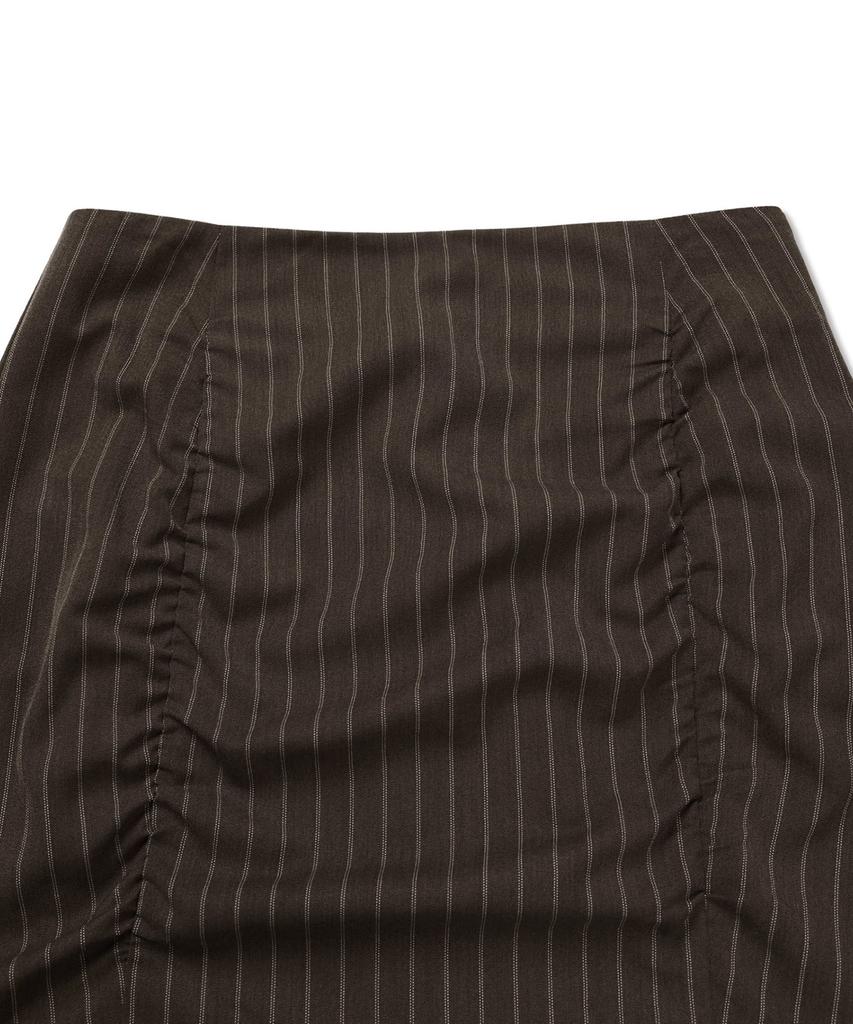 Michikoleondeonkosino Striped Shirred Mini Skirt Chocolate Brown