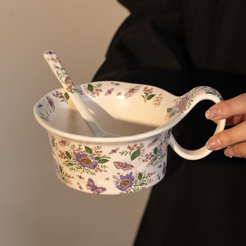 Premium Sense Gesang Flower Ceramic Mug Girls High Value Coffee Cup Large Capacity Water Cup Birthday Gift