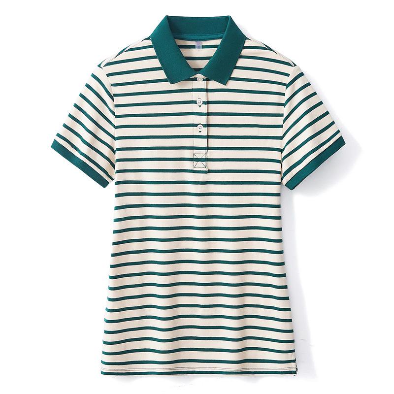 

GAGN Женская однотонная полосатая футболка-поло из синьцзянского хлопка (Коллекция Лето 2025) 3XL