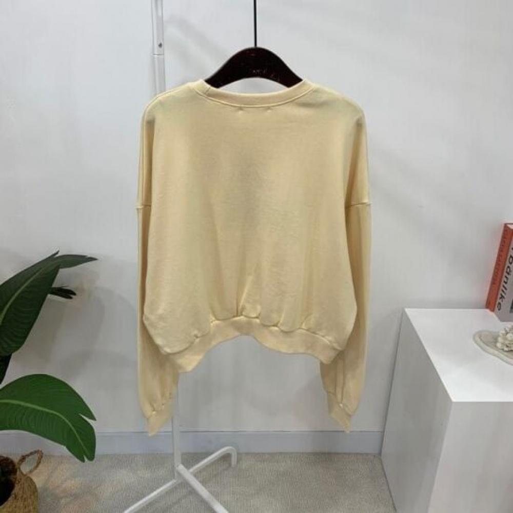 C S In The Room Embroidery letterIng Crop Long Sleeve SweatShirt 3 ColorS