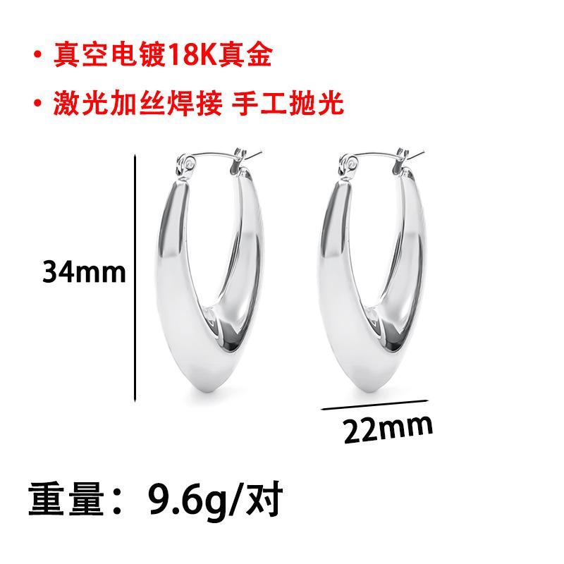 

Stainless Steel Hollow Earrings K Jinshi European and American Geometric French Titanium Steel Gypsy Element Vacuum electroplating 18k-quick delivery