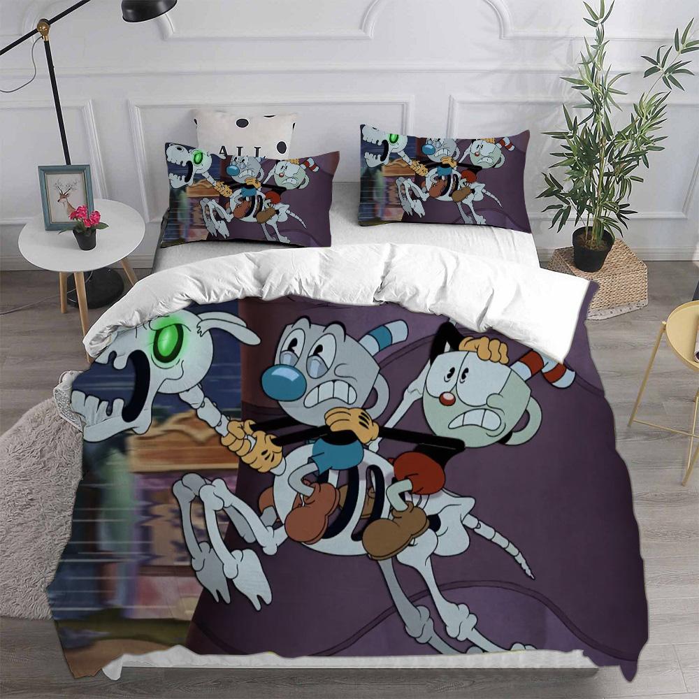 New 3D Print Game Cartoon Cuphead Bedding Sets Comforter Quilt Bed Cover Duvet Cover Pillow Case 2-3 Pieces Sets Kids Adult Size