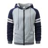 Mens Full Zip Hoodies Striped Color Block Casual Hooded Sweatshirts With Pockets Fashion Patchwork Jackets Outwear