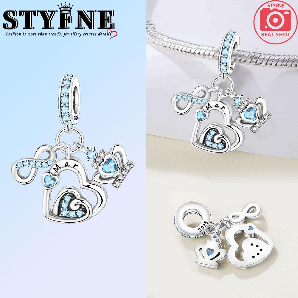 Copper Colorful Month Heart Zircon Birthday Stone Charms Beads Pendant For Original Bracelet Woman Girl Jewelry