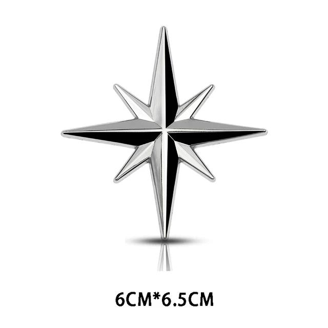 3D Leuchtstern Metallabzeichen Autoaufkleber Polaris Emblem Heckaufkleber Für Bmw Benz Skoda Volvo Ford Cadillac Honda Toyota yw2 silber