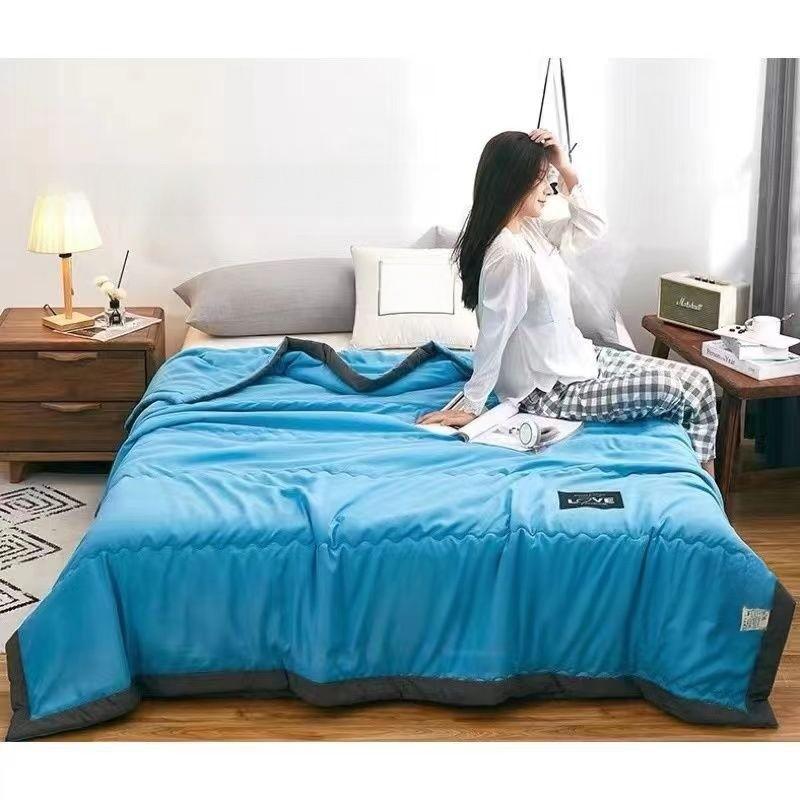 Color Solid Waterwashed Cotton Thin Summer Blanket For Home Children And