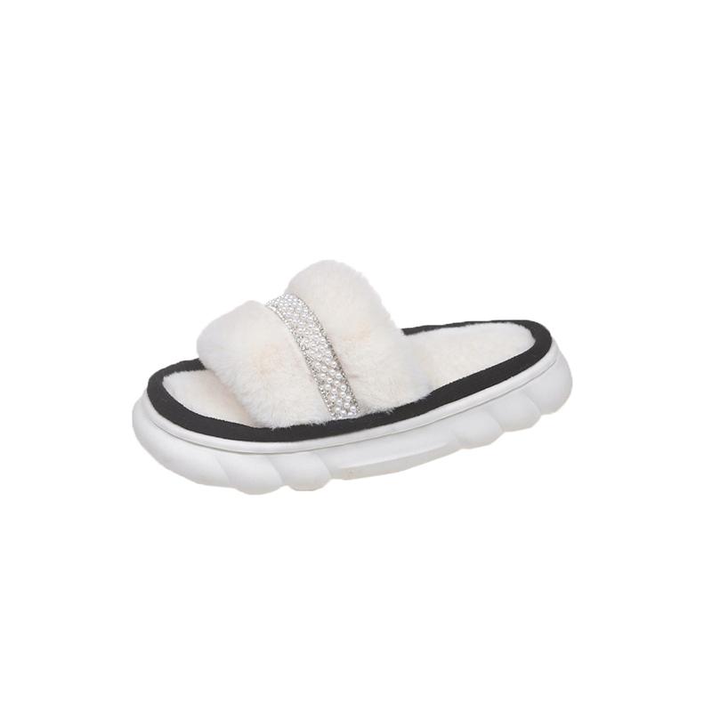 

New children s cotton slippers for autumn and winter, girls home warm soft-soled anti-slip woolen slippers, one-line flip-flops 37 чорний
